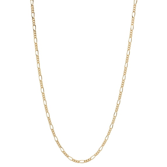 2mm 24k Yellow Gold Plated Flat Figaro Chain Necklace, 22 inches