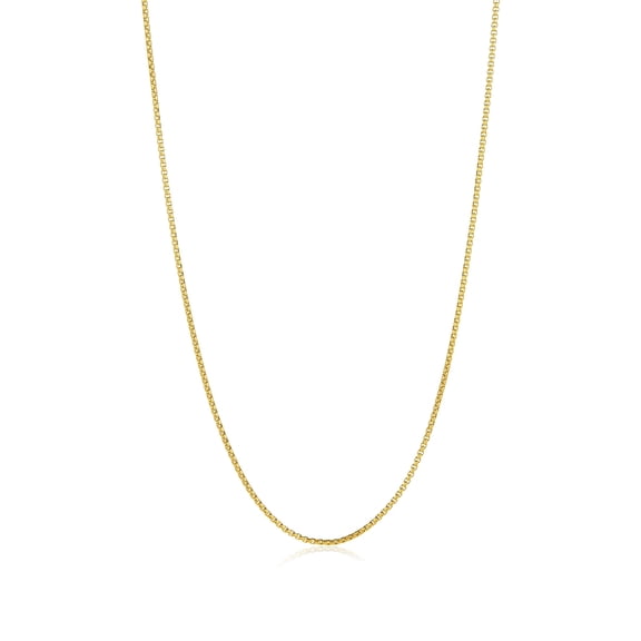 2mm 24k Yellow Gold Plated Stainless Steel Square Box Chain Necklace, 22 inches + Gift Box