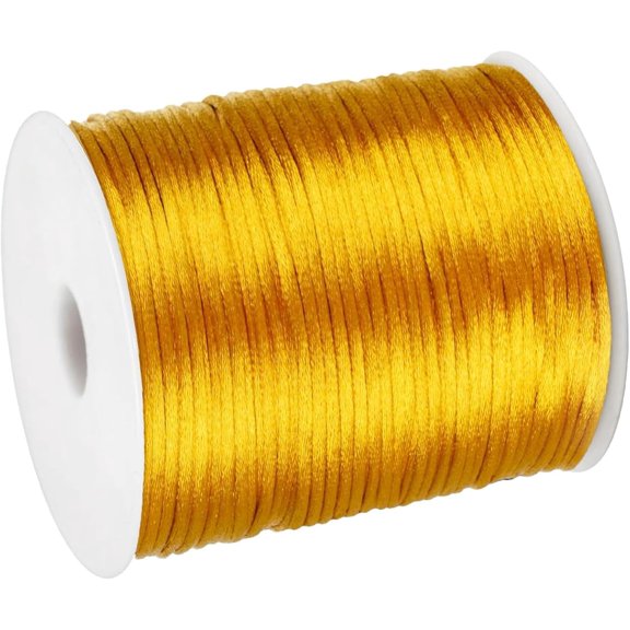 2mm × 300ft Smooth Shiny Satin Nylon Cord, Soft Silky Braided Beading Thread, Durable Macrame String for Handmade Bracelets, Necklaces, Beading, Chinese Knot & DIY Craft Projects, Ideal Handicraft Ro