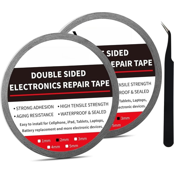 2mm / 3mm x 50M LCD Repair Tape Phone Screen Adhesive Tape LCD Screen Repair Tape with 1 Tweezers for Cell Phone, iPad, Tablets, Laptops, LCD Screen