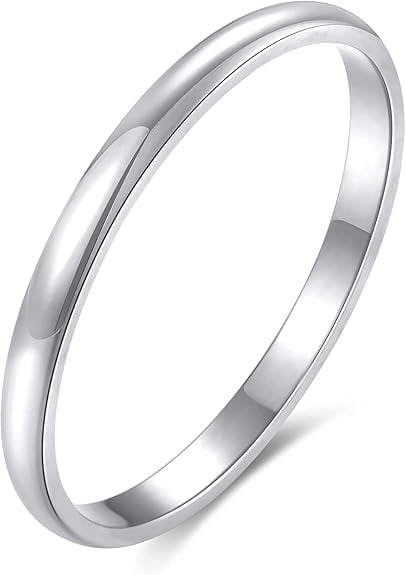 2mm High Domed Wedding Band In 10kt White Gold - Foto 4