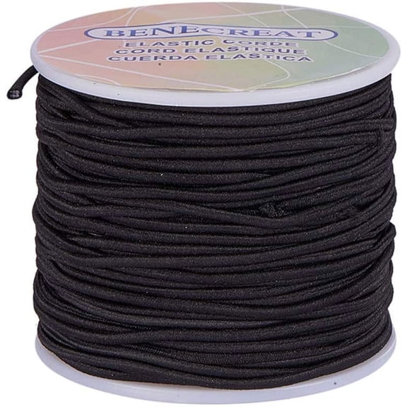 2mm 50 Yard Elastic Cord Stretch Thread Beading Cord Fabric Crafting String (2mm Black)