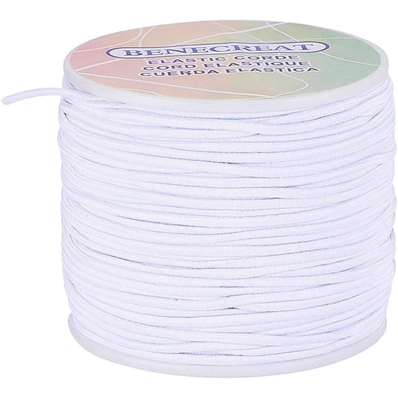 2mm 50 Yard Elastic Cord Stretch Thread Beading Cord Fabric Crafting String (2mm White)