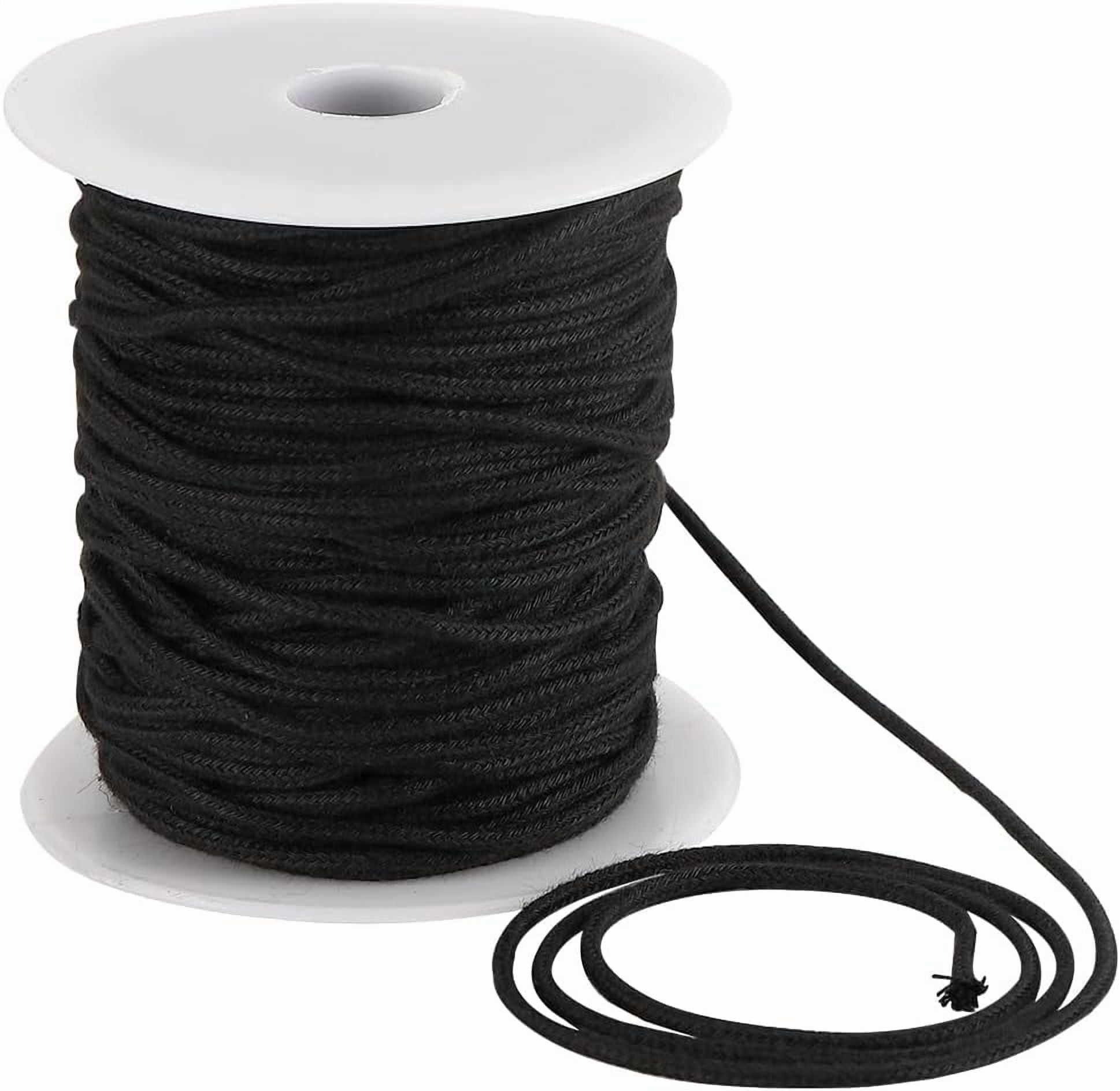2mm 55 Yards Black Cotton Rope Soft Drawstring Replacement Ropes ...