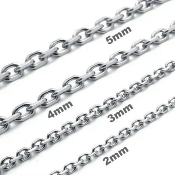 2mm-5mm 10"-100" Silver Stainless Steel Cross Chain Link Necklace Jewelry Gift