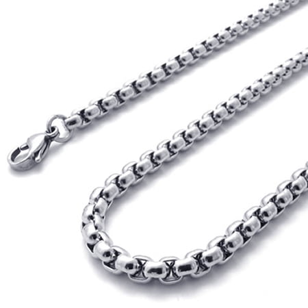 2mm-5mm 16"-40" Silver or Black Stainless Steel Square Rolo Chain Necklace