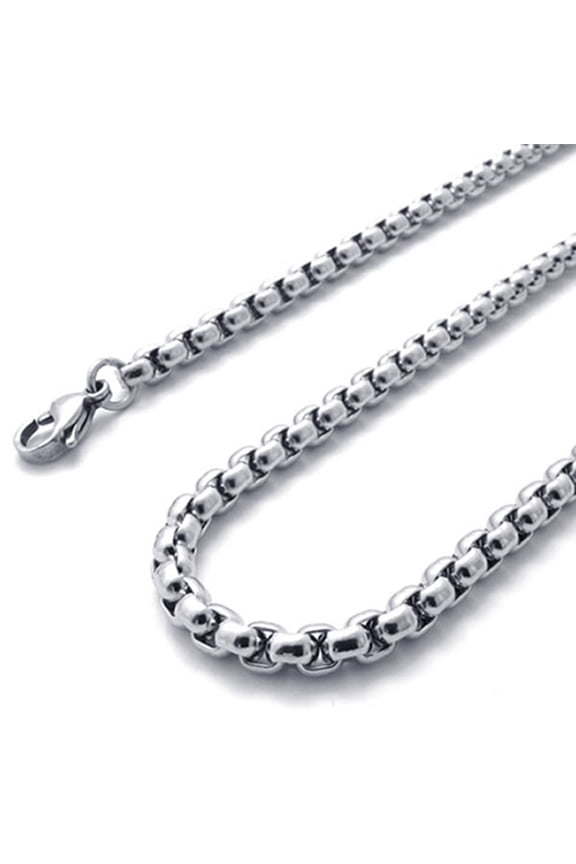 2mm-5mm 16"-40" Silver or Black Stainless Steel Square Rolo Chain Necklace