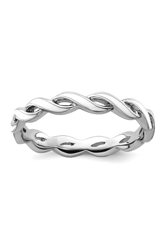 2mm 925 Sterling Silver Polished Stackable White Enamel Ring Size 5 Stackable Ring for Women