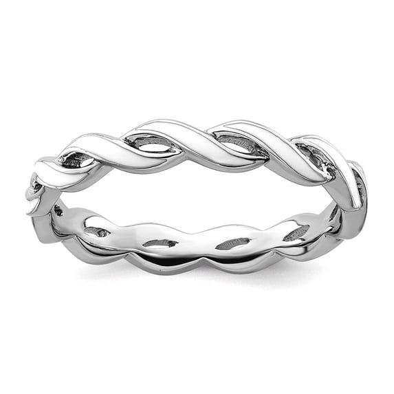 2mm 925 Sterling Silver Polished Stackable White Enamel Ring Size 10 Stackable Ring for Women