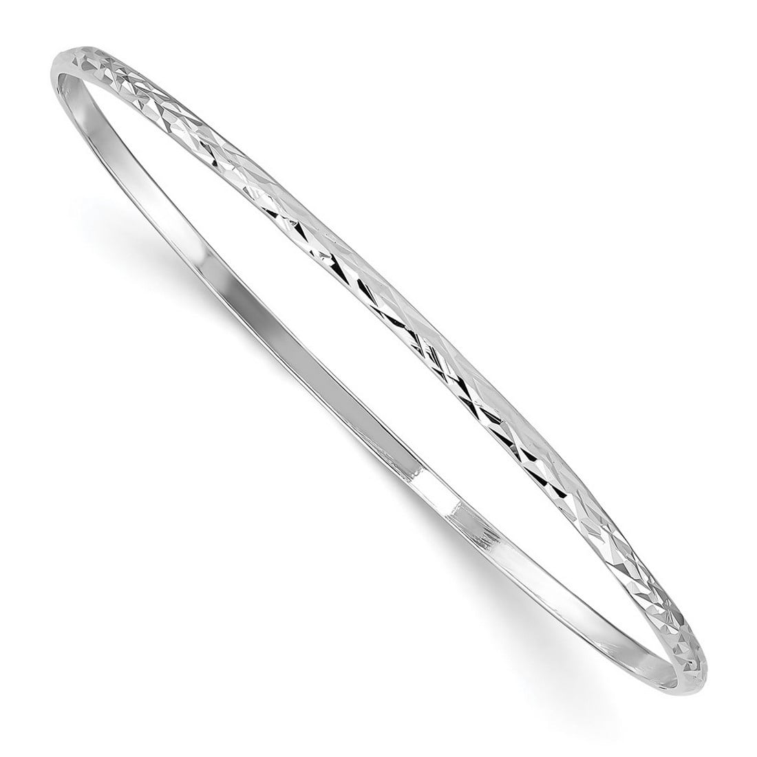JEWELRYWEB 2mm 925 Sterling Silver Slip on Polished Just Like Mommy Sparkle Cut Slip on Childs Cuff Stackable Bangle Bracelet - Ban