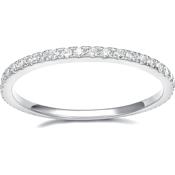 2mm 925 Sterling Silver Wedding Band Cubic Zirconia Half Eternity Stackable Engagement Ring Size 3-13