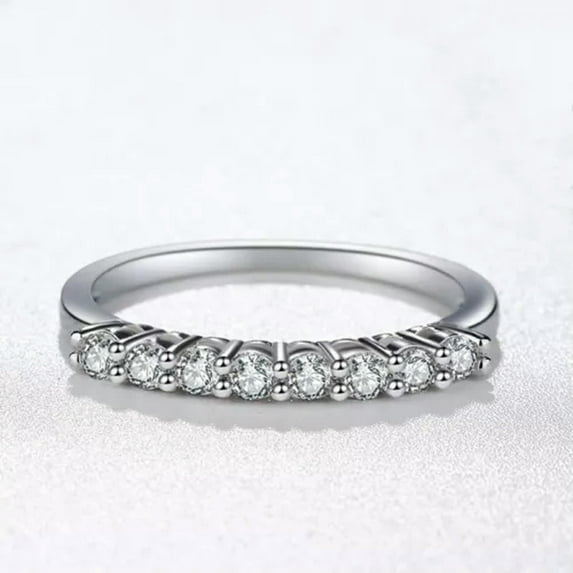 2mm AAA Cz Tail Ring Womens White Gold Filled Wedding Anniversary Band Size 5-10