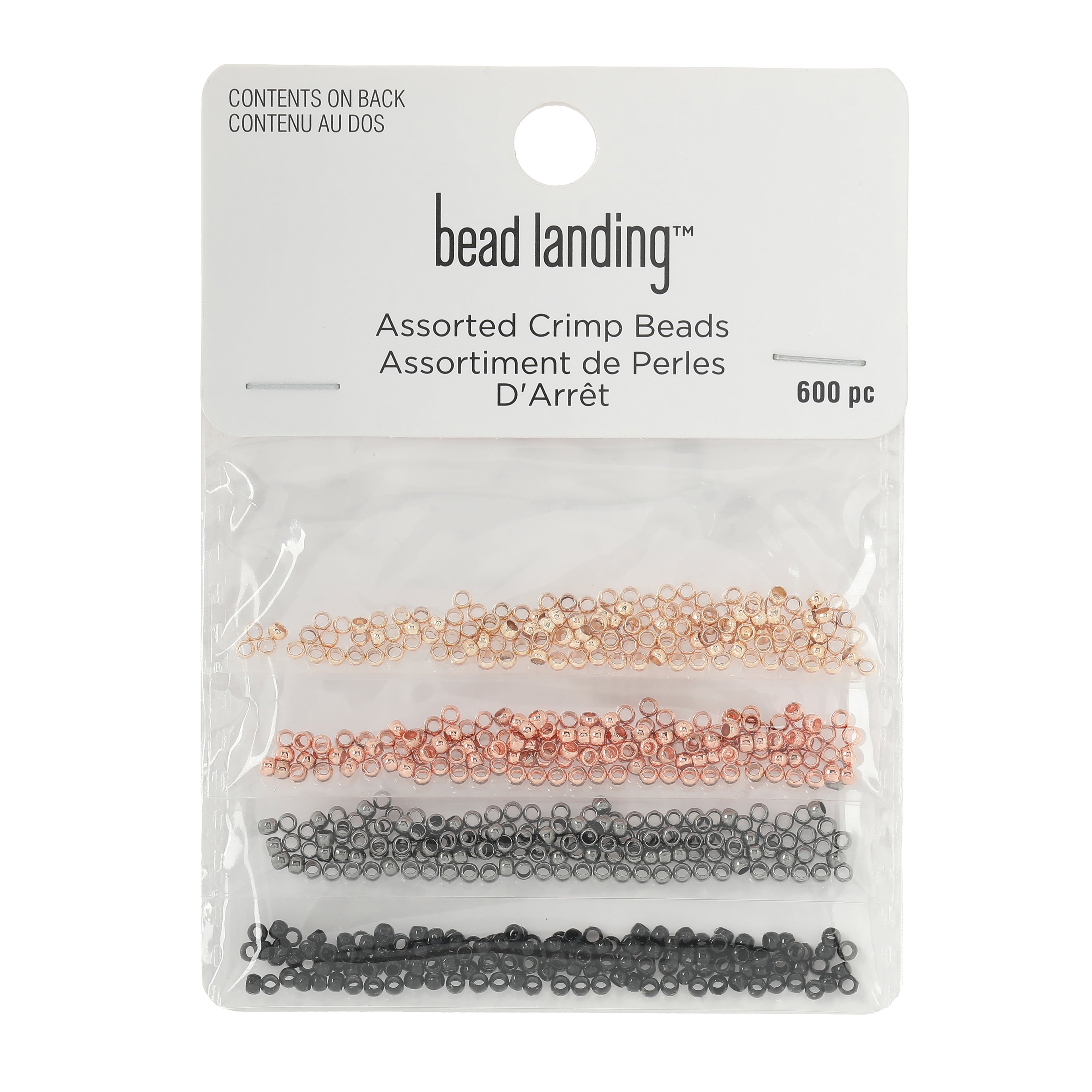 Bead Landing 2mm Assorted Colors Metal Crimp Beads - Brass Jewelry Findings in Rose Gold, Copper, Gunmetal & Black for Necklaces, Bracelets & DIY Crafts, 12 Pack