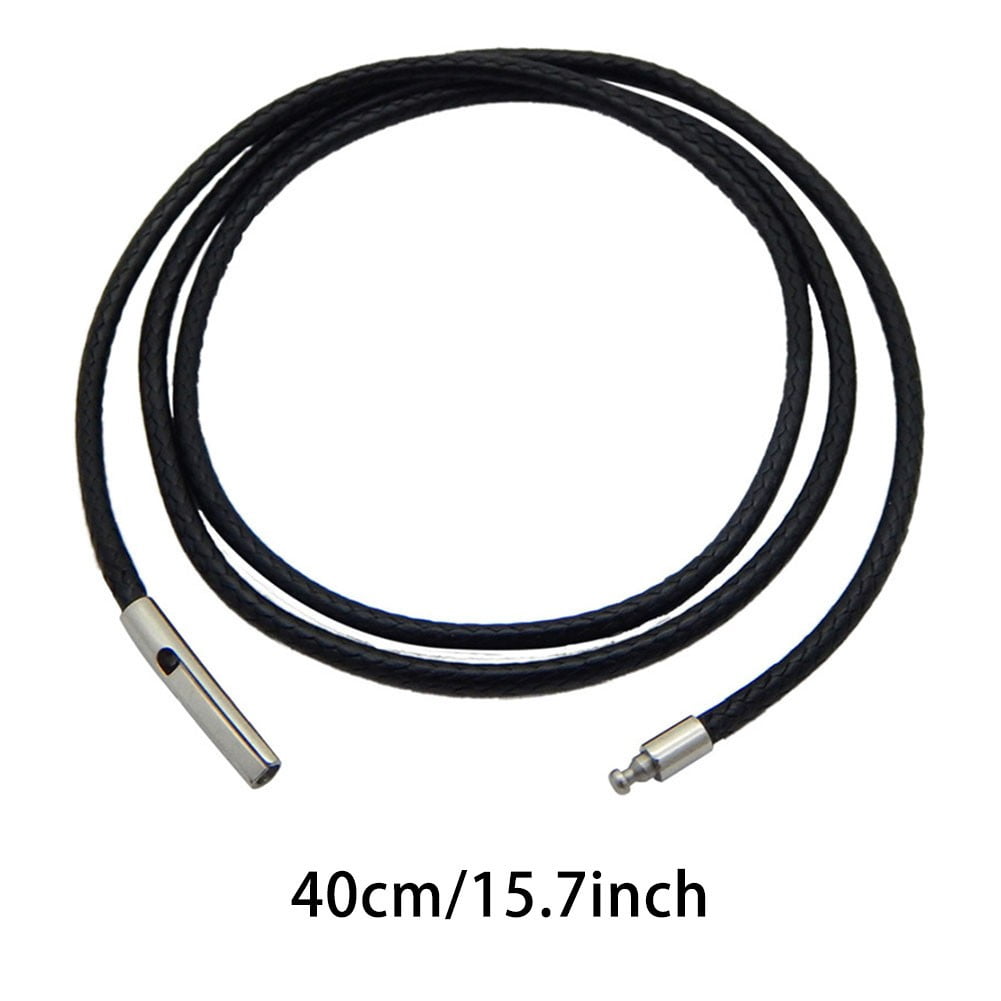 2mm Black Braided Pu Leather String Rope Necklace Stainless Steel Clasp ...