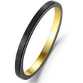 thumbnail image 1 of 2mm Black Gold Tungsten Ring for Women Two-Tone Wedding Band Stacking Rings Brushed Finish, 1 of 6