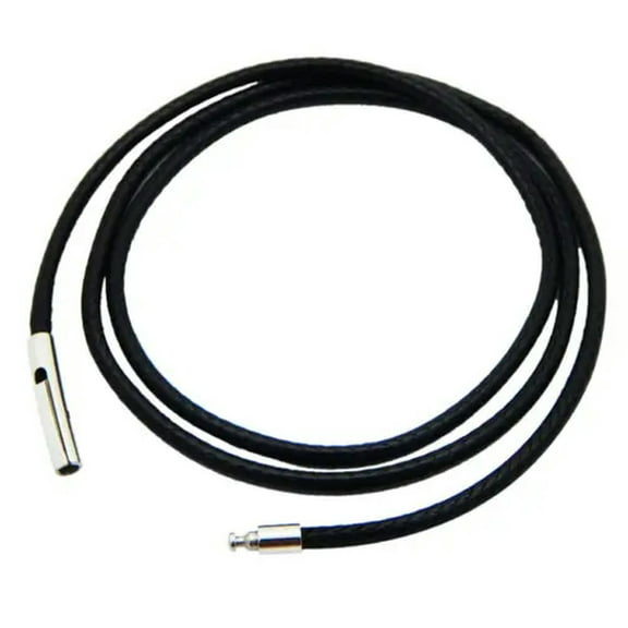2mm Black Rope Leather Cord Chain Necklace Stainless Steel Clasp 16-30inch