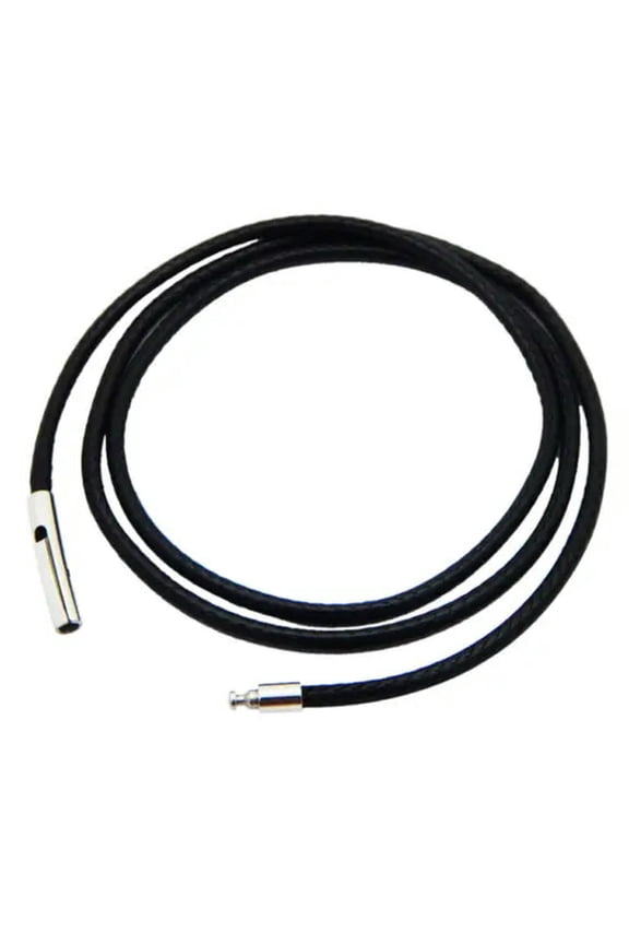 2mm Black Rope Leather Cord Chain Necklace Stainless Steel Clasp 16-30inch
