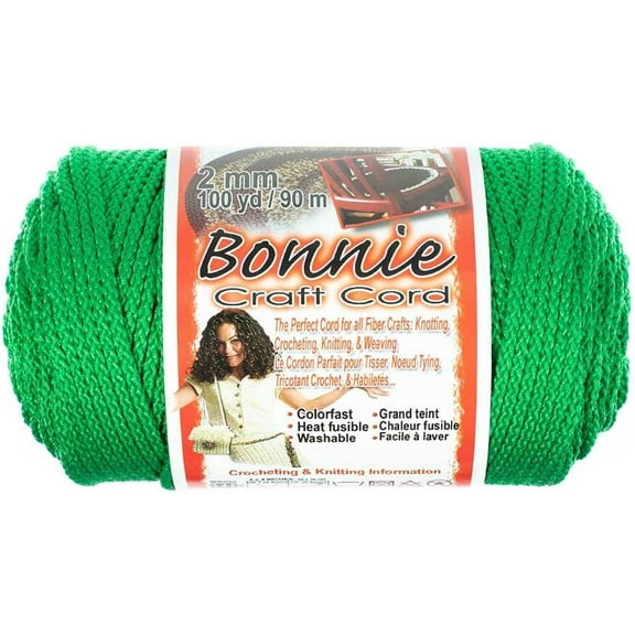 2mm Bonnie Crafting Cord Macram Knitting Weaving Crafts 100 Yard Spool Kelly