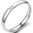 thumbnail image 1 of 2mm Classical Simple Plain Stainless Steel Stackable Cubic Zircon Wedding Band Ring, 1 of 2