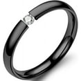 thumbnail image 1 of 2mm Classical Simple Plain Stainless Steel Stackable Cubic Zircon Wedding Band Ring, 1 of 1