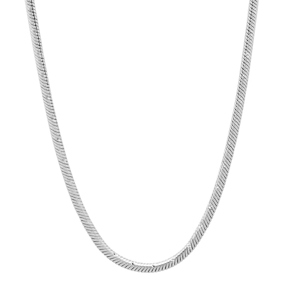 2mm Diamond-Cut Rhodium Plated Round Snake Chain Necklace, 22 inches + Gift Box