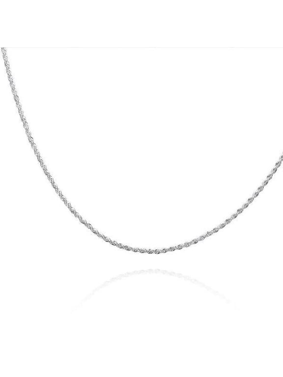 2mm Diamond Cut Silver Rope Chain 16-24 inches for Women or Men Every Day Wear - 18 Inch