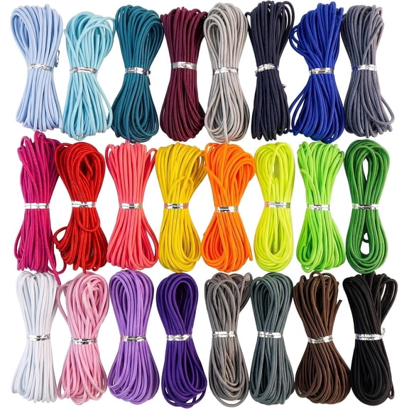 2mm Elastic Cord 360ft 24 Colors for Bracelet Making | Strong 2mm cord, holds heavy beads & crystals, secure knot-holding, jewelry DIY, macrame, large-hole projects
