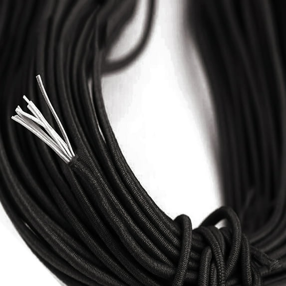 2mm Elastic Cord Polyester Beading Thread Drawstring Stretch String for Sewing Beaded Handicrafts 50 Yards-Black