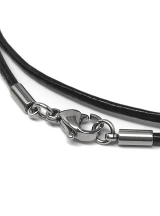 50pcs Black Waxed Necklace Cord with Clasp, 1.5mm Braided Leather