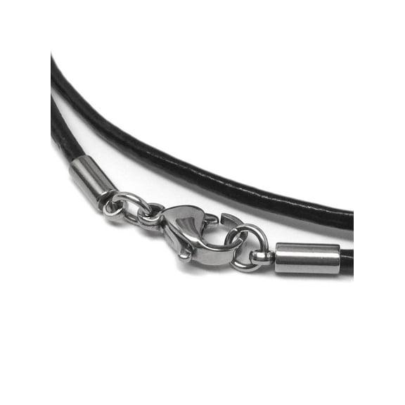 2mm Genuine Black Leather Necklace Cord with Stainless Steel Clasps Mens Womens
