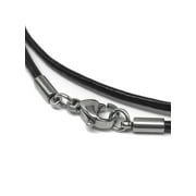 BLUEREEN 2mm Genuine Black Leather Necklace Cord with Stainless Steel Clasps