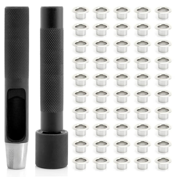 2mm Grommet Tool Kit Eyelet Setting Tool Grommet Setter Hole Punch Cutter & Pack of 100 Grommets (0.08" (2mm) Inside Diameter)