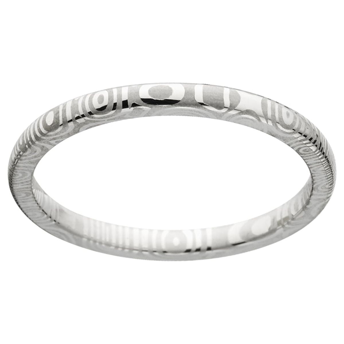 2mm Half Round Damascus Steel Ring