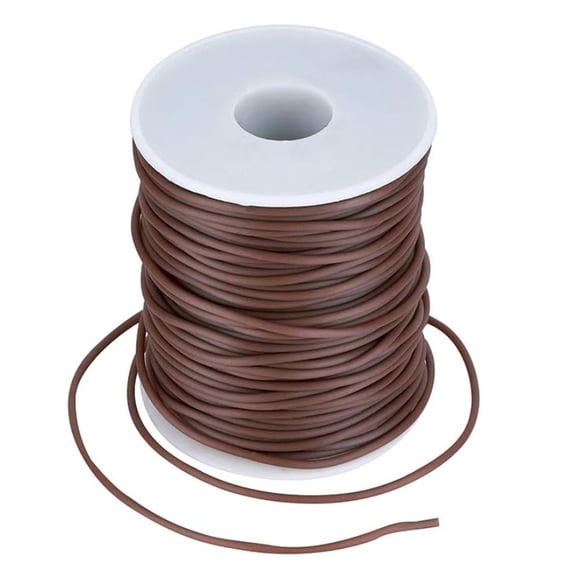 2mm Hollow Pipe Rubber Tube Cords, 54.68Yards Barber Cord for Knitting Stitch Holder, Tubing Rubber Cord with Spool for Bracelet Jewelry Making DIY Crafts 1mm Hole -Brown
