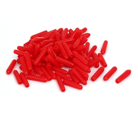 2mm Inner Dia Rubber Hose End Cap Screw Thread Protector Cover Red 100pcs