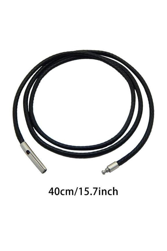2mm Leather Necklaces for Men Women Black Choker Braided Genuine Leather Necklace Cord with Steel Magnetic Clasp, 40cm, Adjustable Leather Necklace