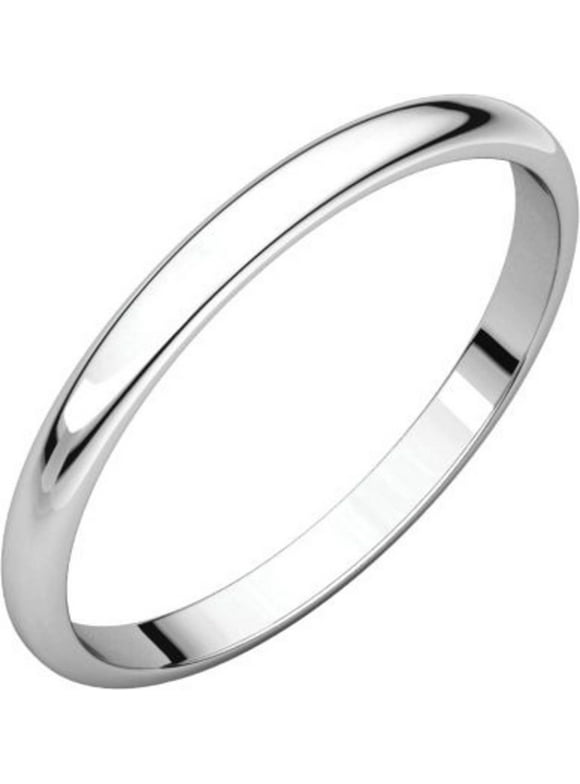 2mm Light Half Round in 14k White Gold - Size 4.5