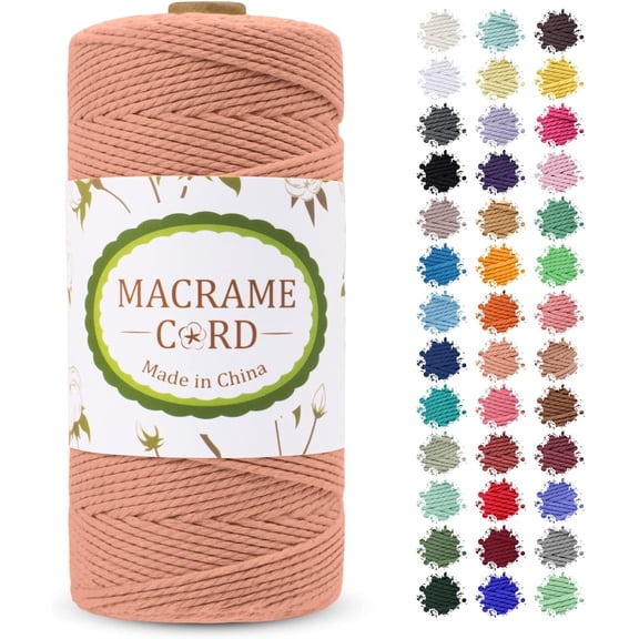 2mm Macrame Cord, x 219yards Colored Rope Yarn, Natural Cotton Cord 3 Strands DIY Craft String for Wall Hanging, Plant Hangers, Knitting, Christmas, Wrapping (Brick Red) Brick Red