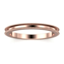 2mm Milgrain 18K Rose Gold Over Silver Wedding Ring