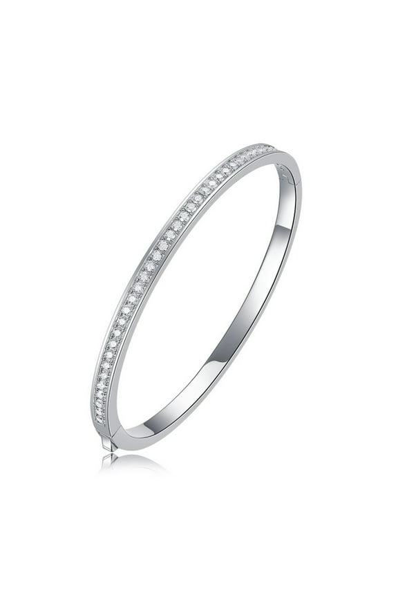 2mm Moissanite Bracelets for Women 7inch D Color VVS1 Diamond Bangle Bracelets S925 Sterling Silver Women's Bangle Bracelets