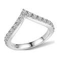 thumbnail image 1 of 2mm Moissanite Chevron Curved Wedding Band, 925 Sterling Silver Stacking Ring, 1 of 6
