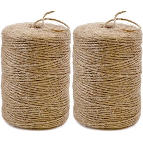 2mm Natural Jute Twine String, Bulk Hemp Jute Rope Cord Twine for Crafts Gardening, Gift Wrapping, Wedding Décor, Packing Material Burlap Ribbon, Christmas Knitting Macrame Decoration( Brown-2 Rolls)
