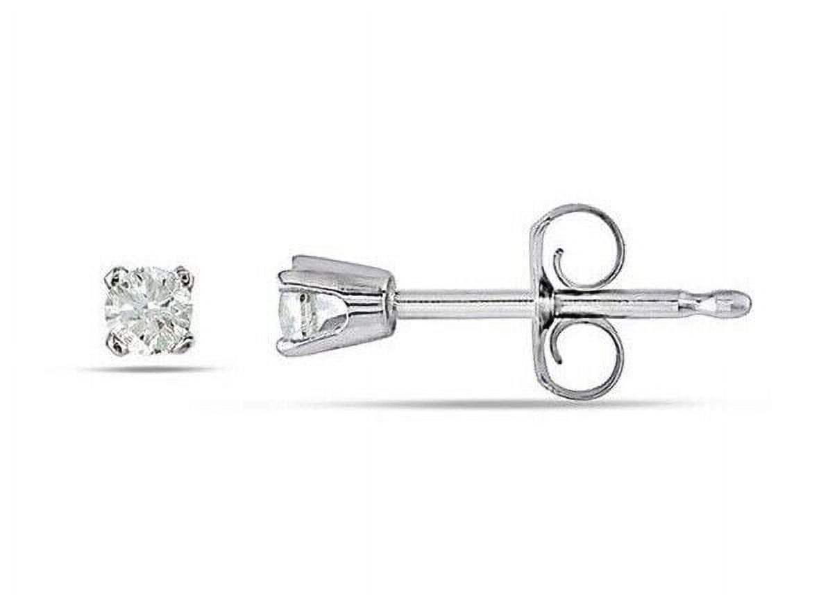 2mm Natural Round Diamond Tiny Stud Earrings in Solid 14k White gold Plated
