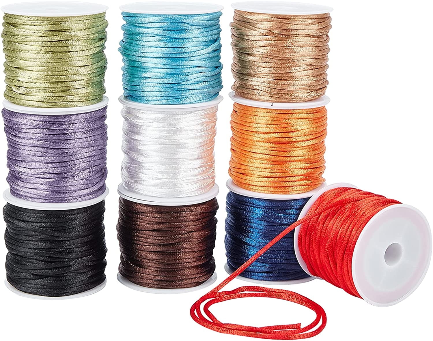 2mm Nylon Satin Silk Cords 10 Colors Satin Rattail Trim Cord Chinese