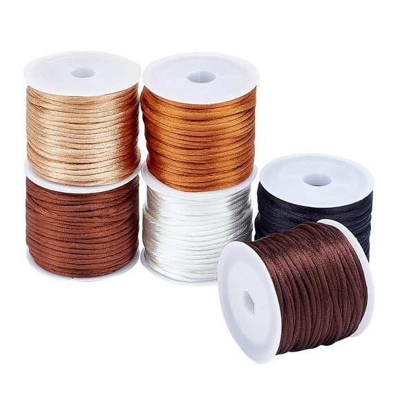 2mm Nylon Satin Silk Cords 6 Color Rat Tail Cord Perfect for Jewelry Making Necklace Beading Macrame Knotting Bracelet Making Dream Catchers 65 Yards Totally DIY