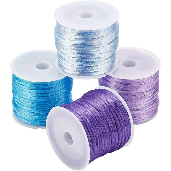 2mm Nylon String 40 Yards Rattail Satin Cords Tail Cord Bracelet String Thread Chinese Knotting Cord for Braid Hair Jewelry Making Crafting Christmas Tree Ornament Blue Pirple