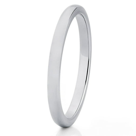 2mm Polished Silver Tungsten Carbide Ring Women's Tungsten Wedding Band Ladies Comfort Fit