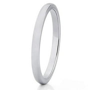 SILLY KINGS 2mm Polished Silver Tungsten Carbide Ring Womens Tungsten Wedding Band Ladies Comfort Fit (10)