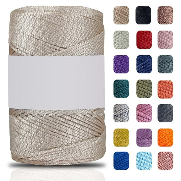 2mm Polypropylene Macrame Yarn, 750 Feet Soft Cord for Crochet Bags, Wall Hangings, Table Decor, Craft Projects, Beige