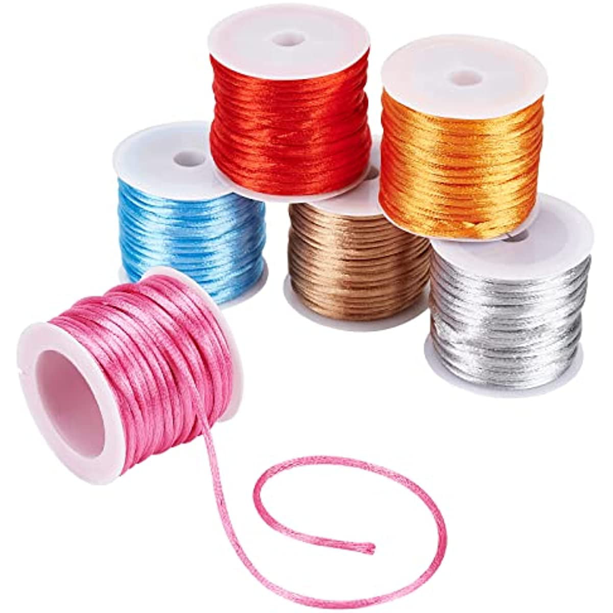 Kitroce 2mm 330 Feet/110 Yards Nylon Satin String,Nylon Cord Silky Trim  Beading String,Silky Rattail Cord for Bracelets Chinese Knotting